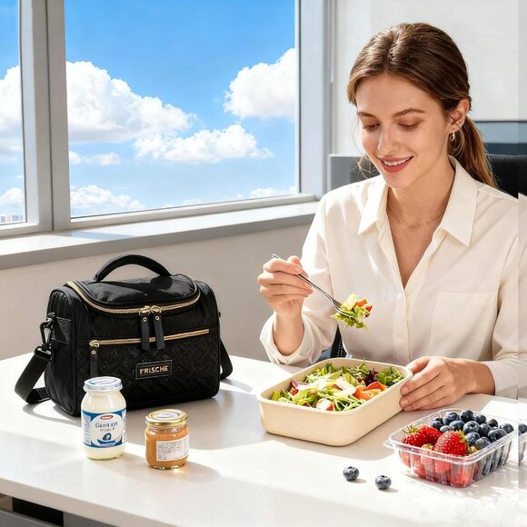 Lunch Box for Women Reusable Insulated Lunch Bag with Adjustable Shoulder Strap - Picture 2 of 7